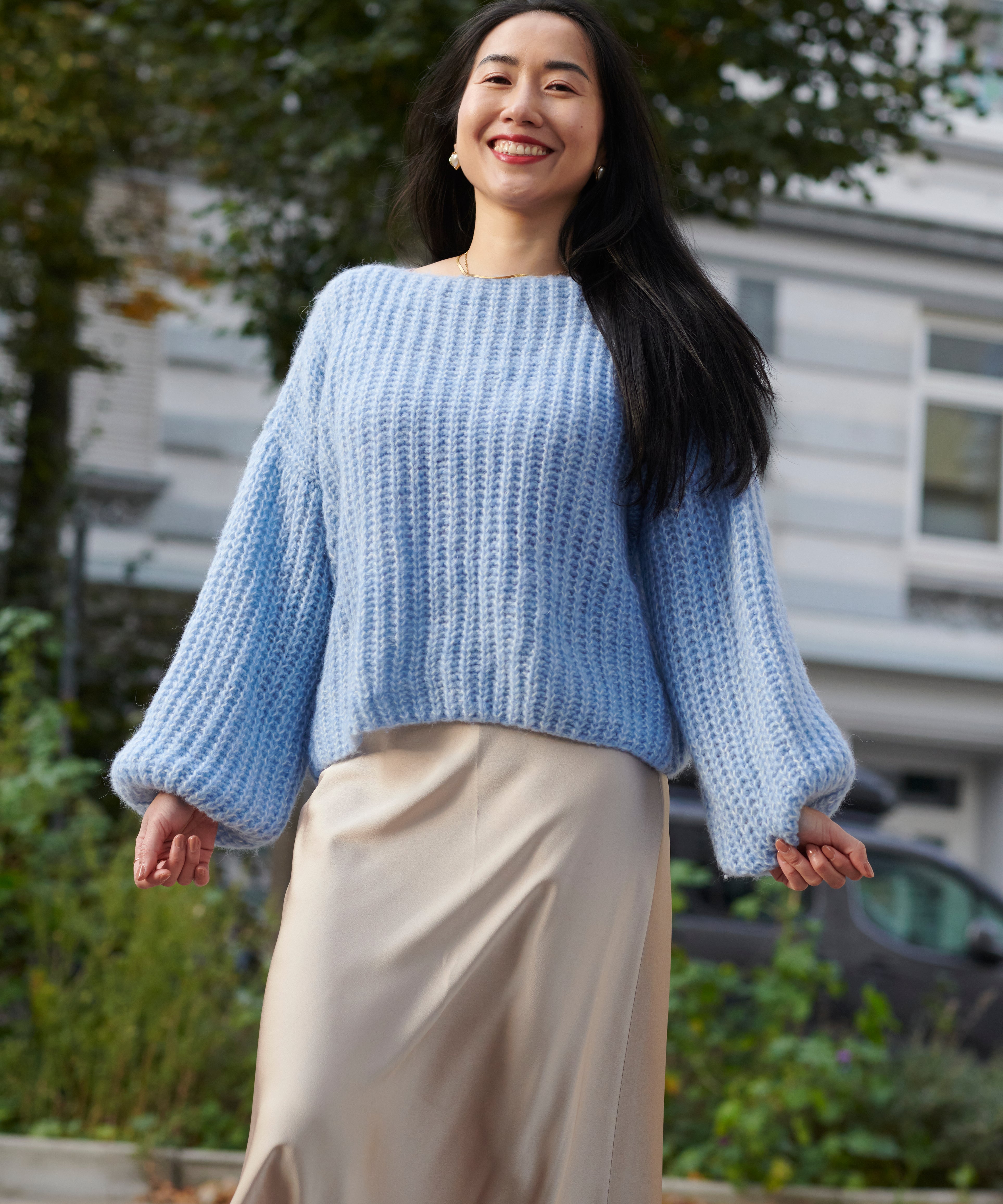 Alpaka Oversized Pullover hellblau