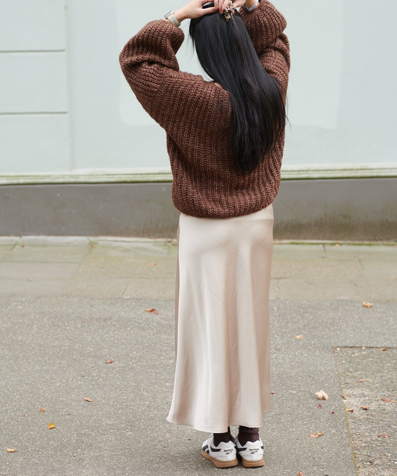 Alpaka Oversized Pullover braun meliert