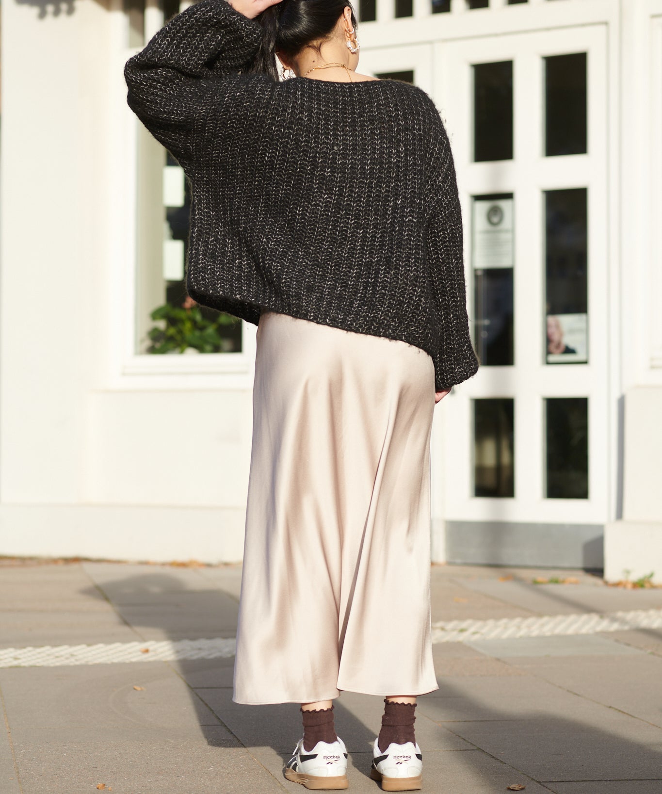 Alpaka Oversized Pullover schwarz meliert