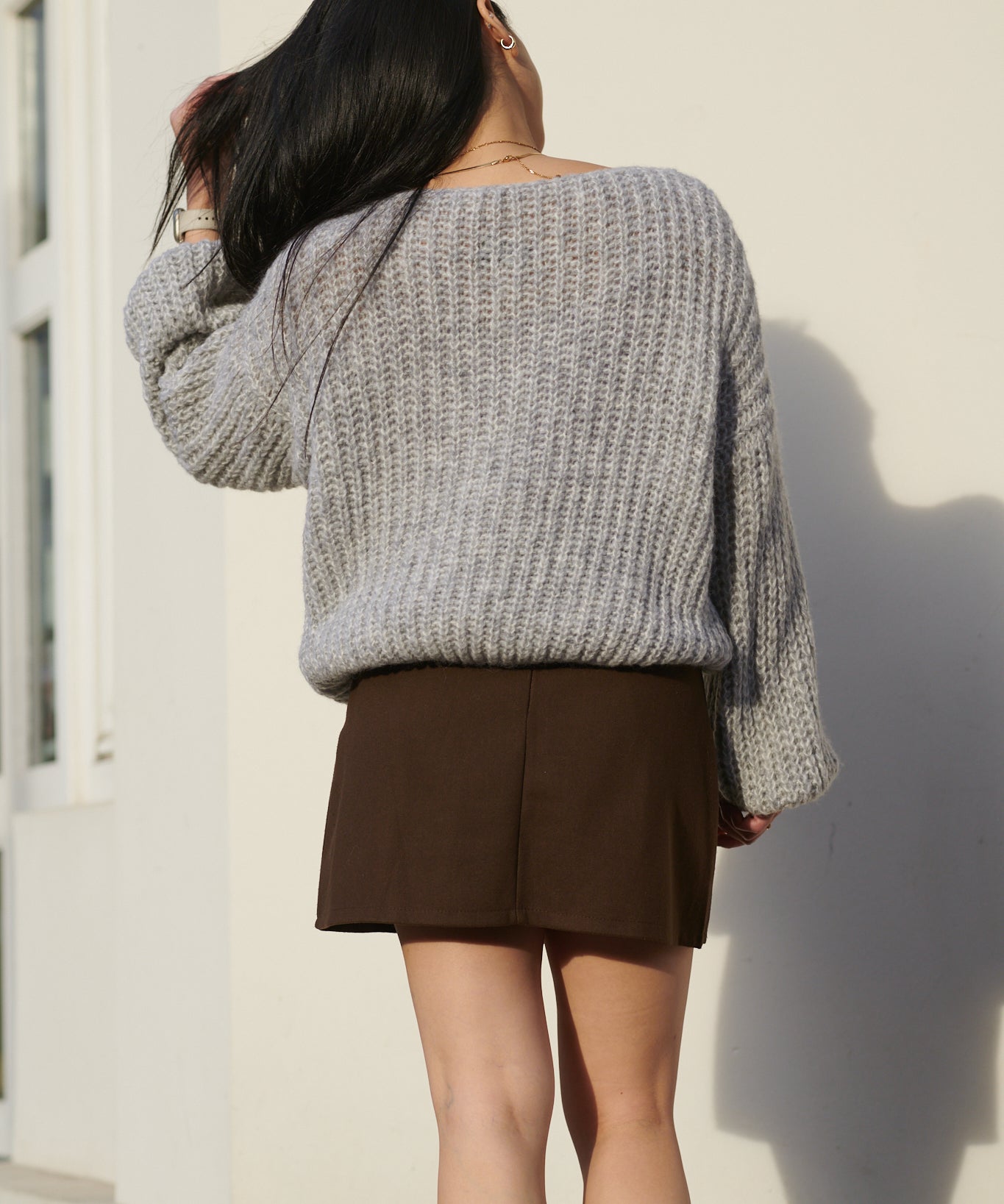 Alpaka Oversized Pullover hellgrau