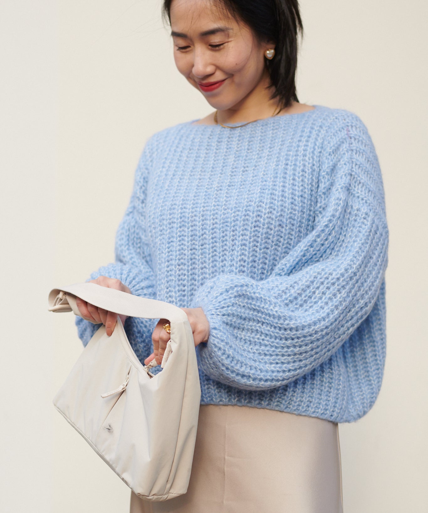 Alpaka Oversized Pullover hellblau