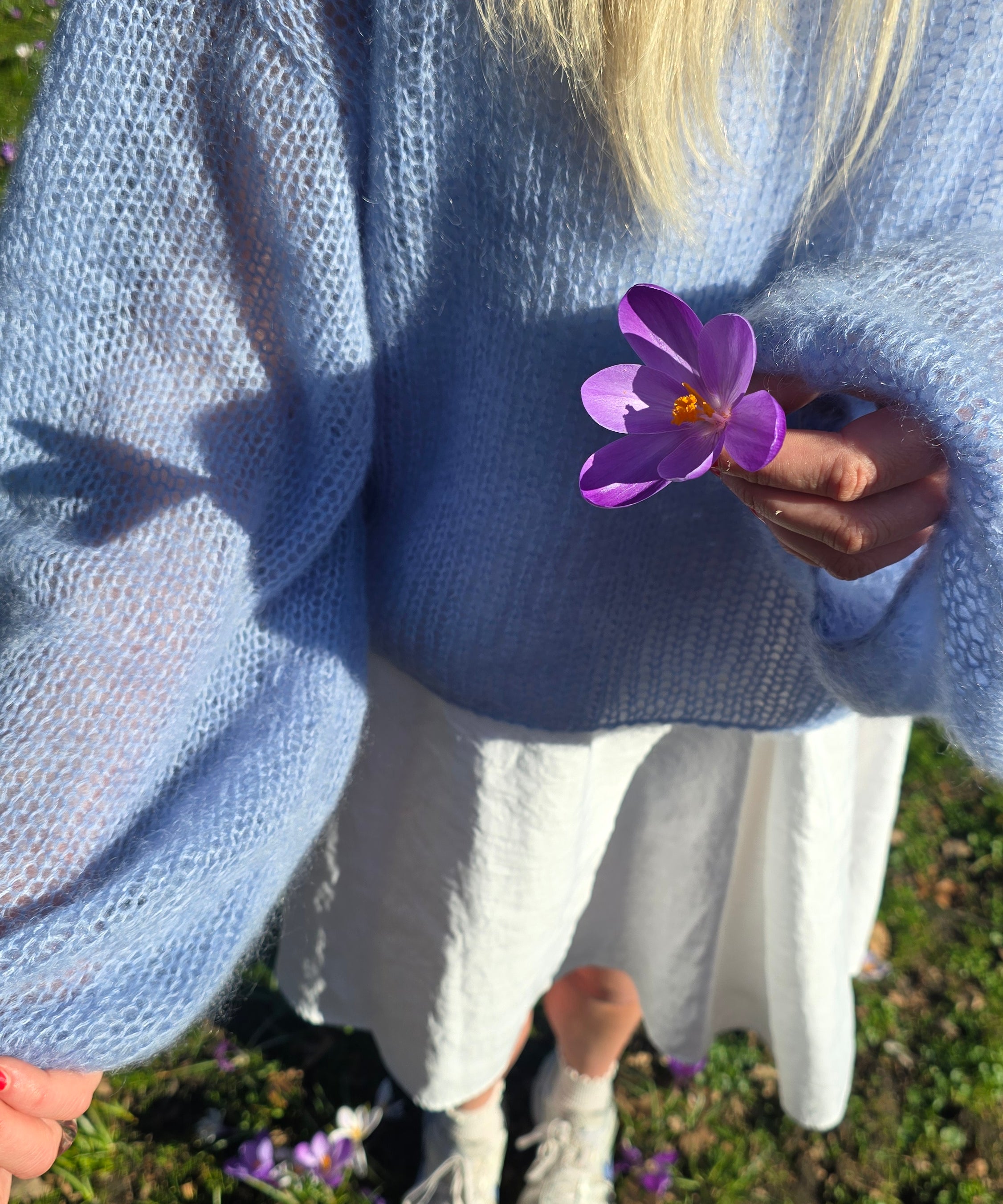 Mohair-Seide Pullover powder blue