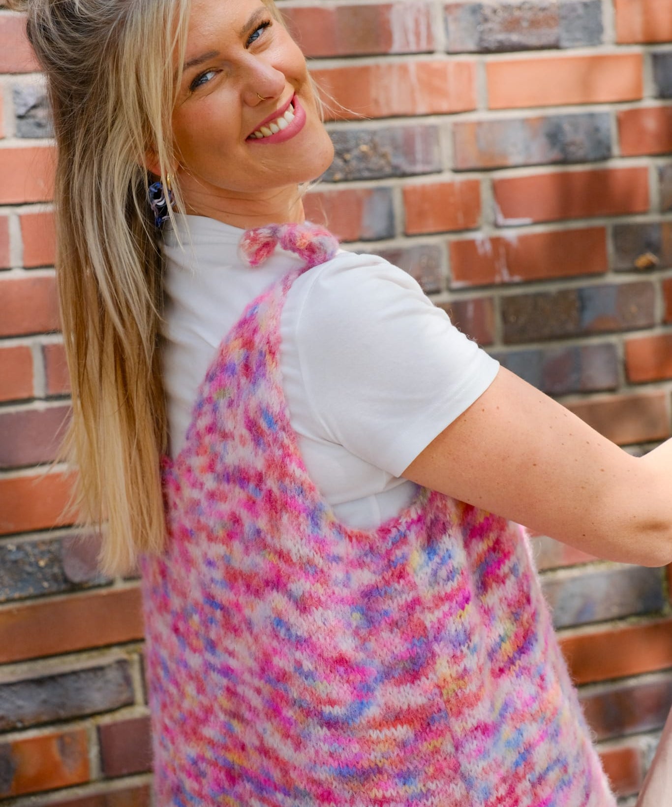 Alpaka Trägerkleid – rosa meliert