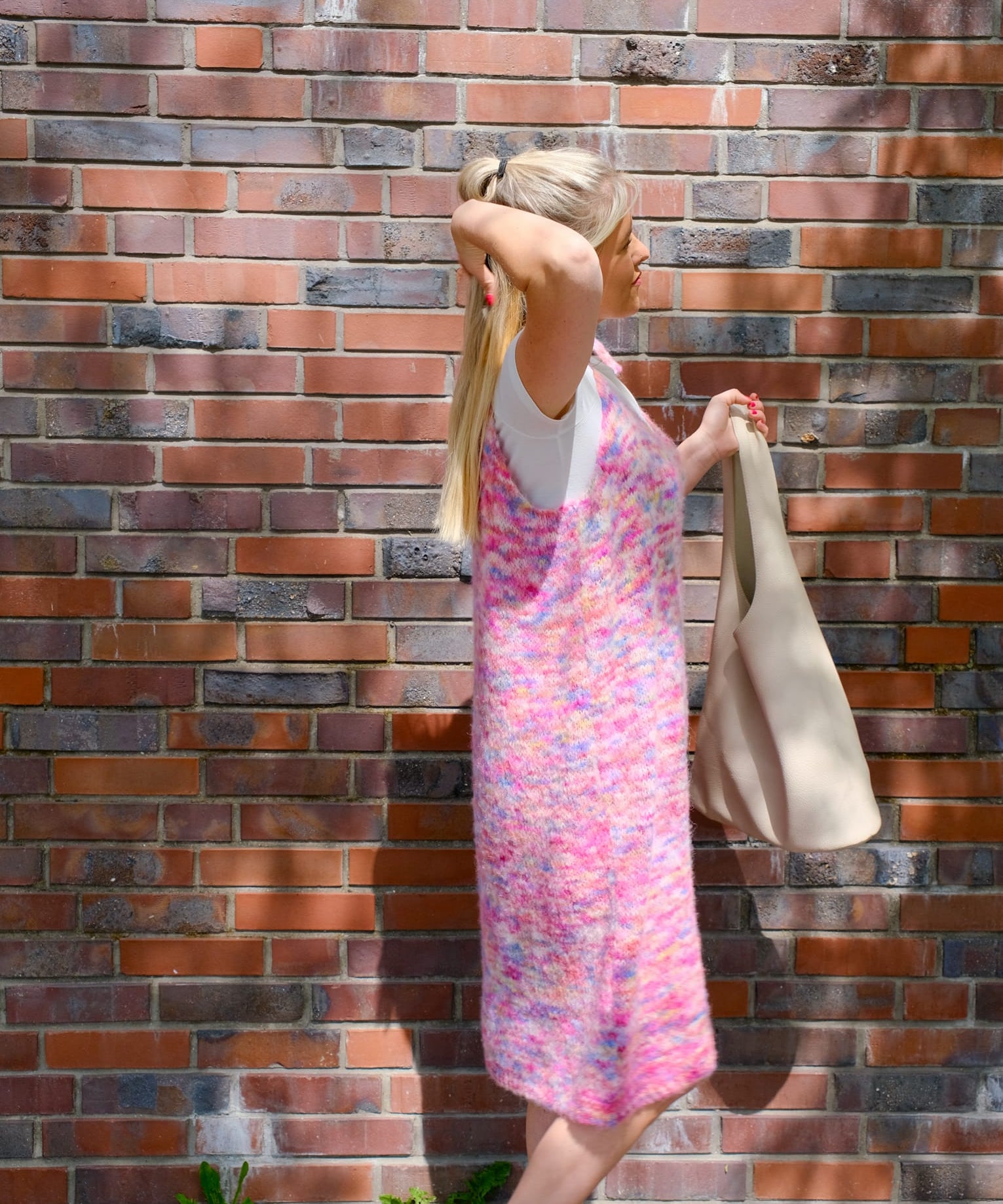 Alpaka Trägerkleid – rosa meliert