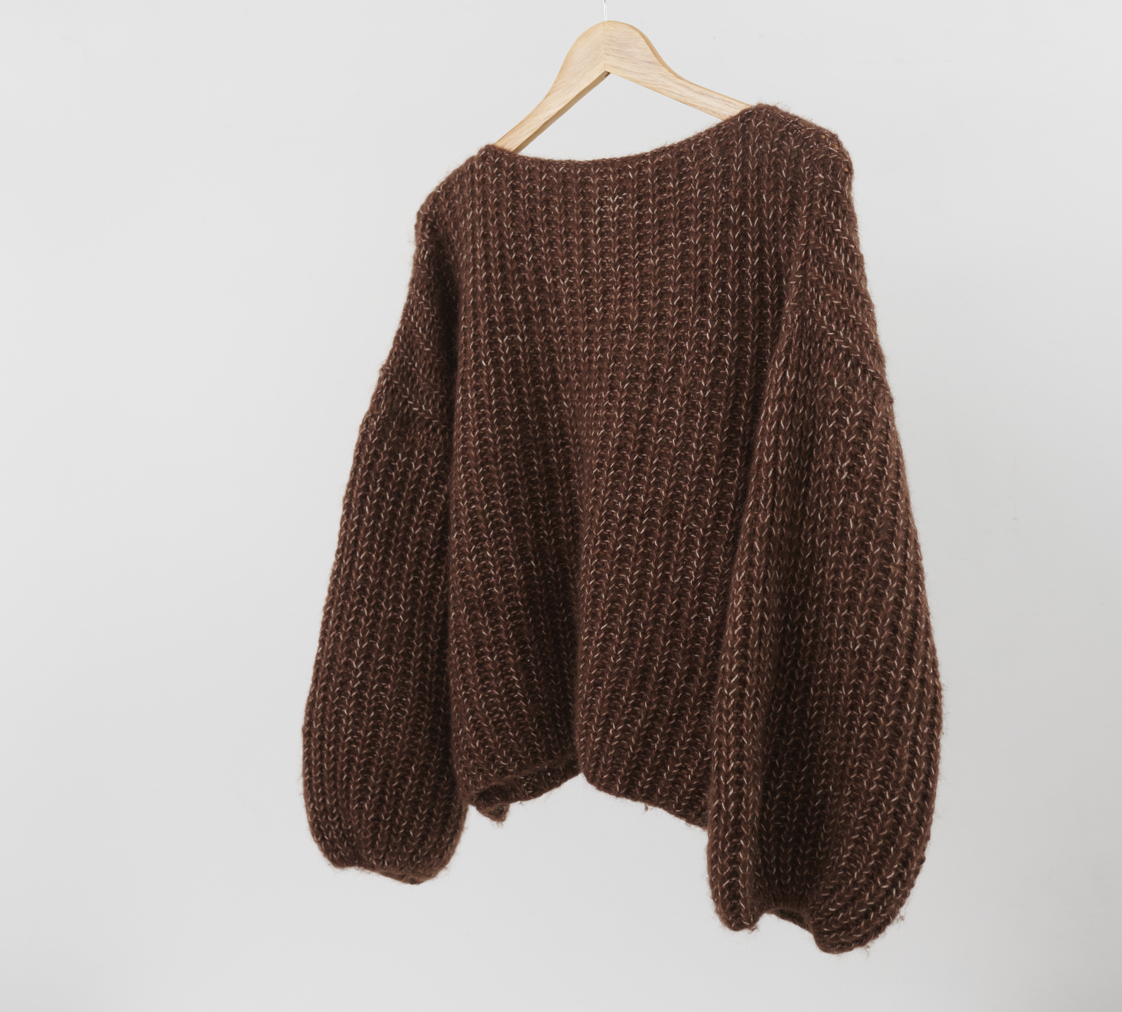Alpaka Oversized Pullover braun meliert