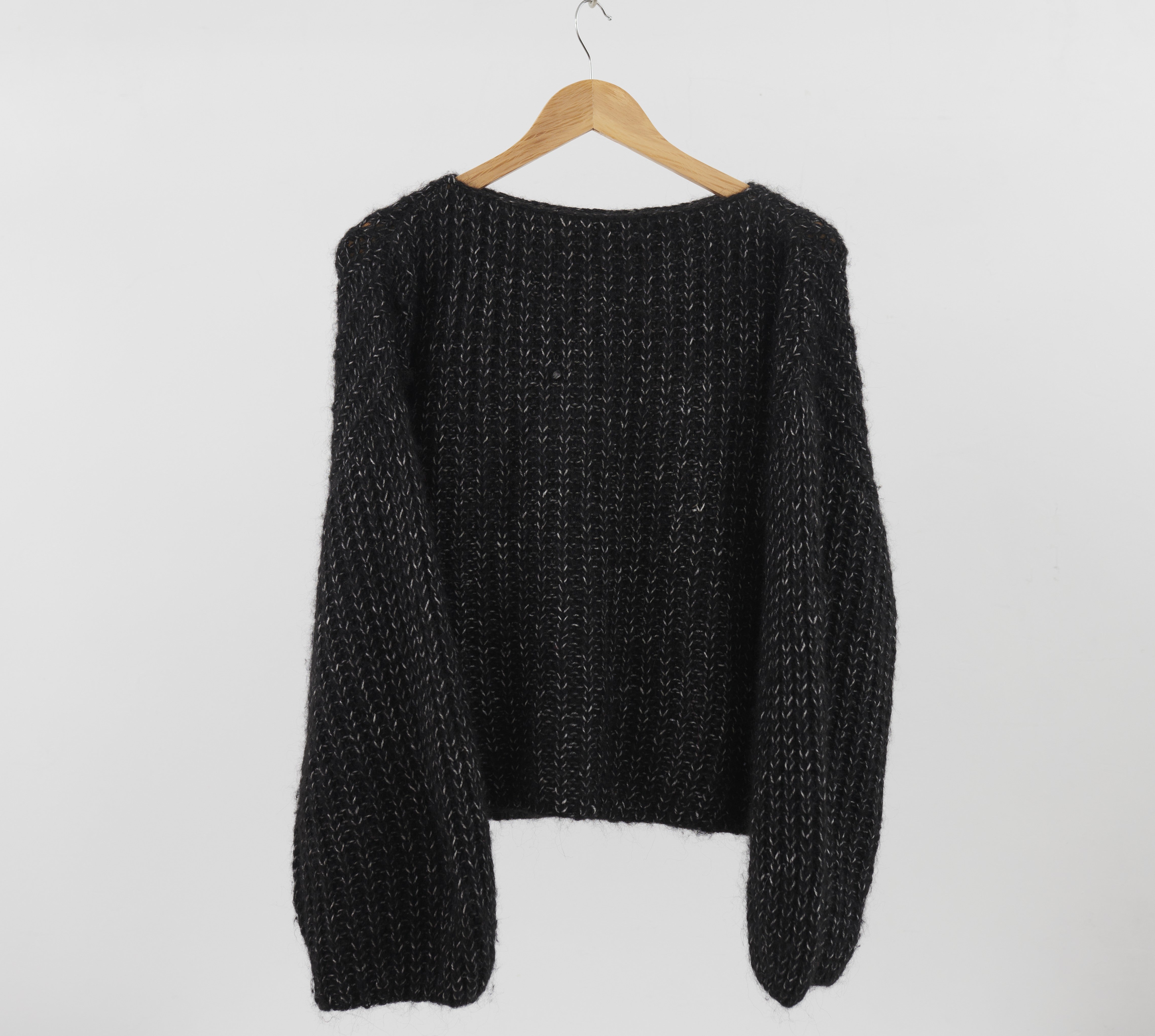 Alpaka Oversized Pullover schwarz meliert