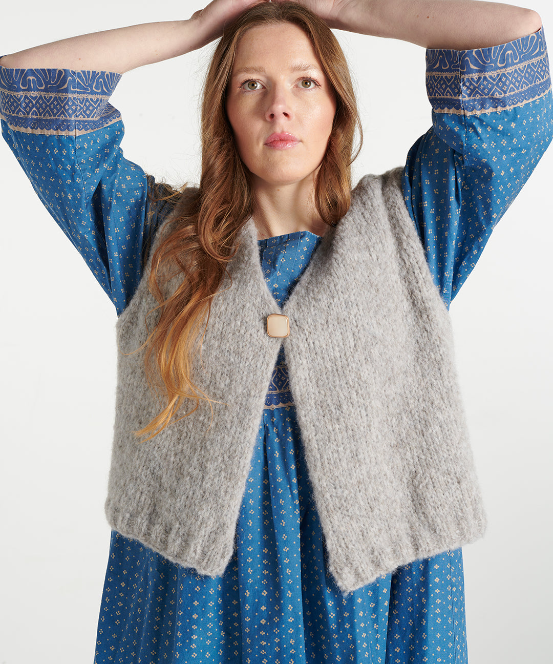 Alpaka Cropped Strickweste – grau