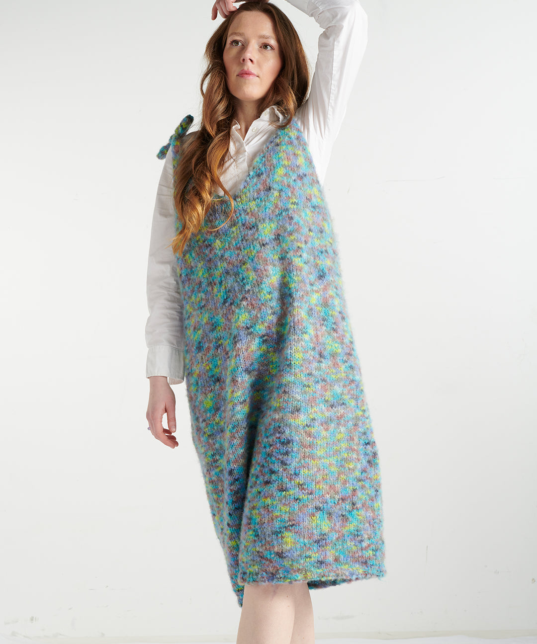 Alpaka Trägerkleid – türkis meliert