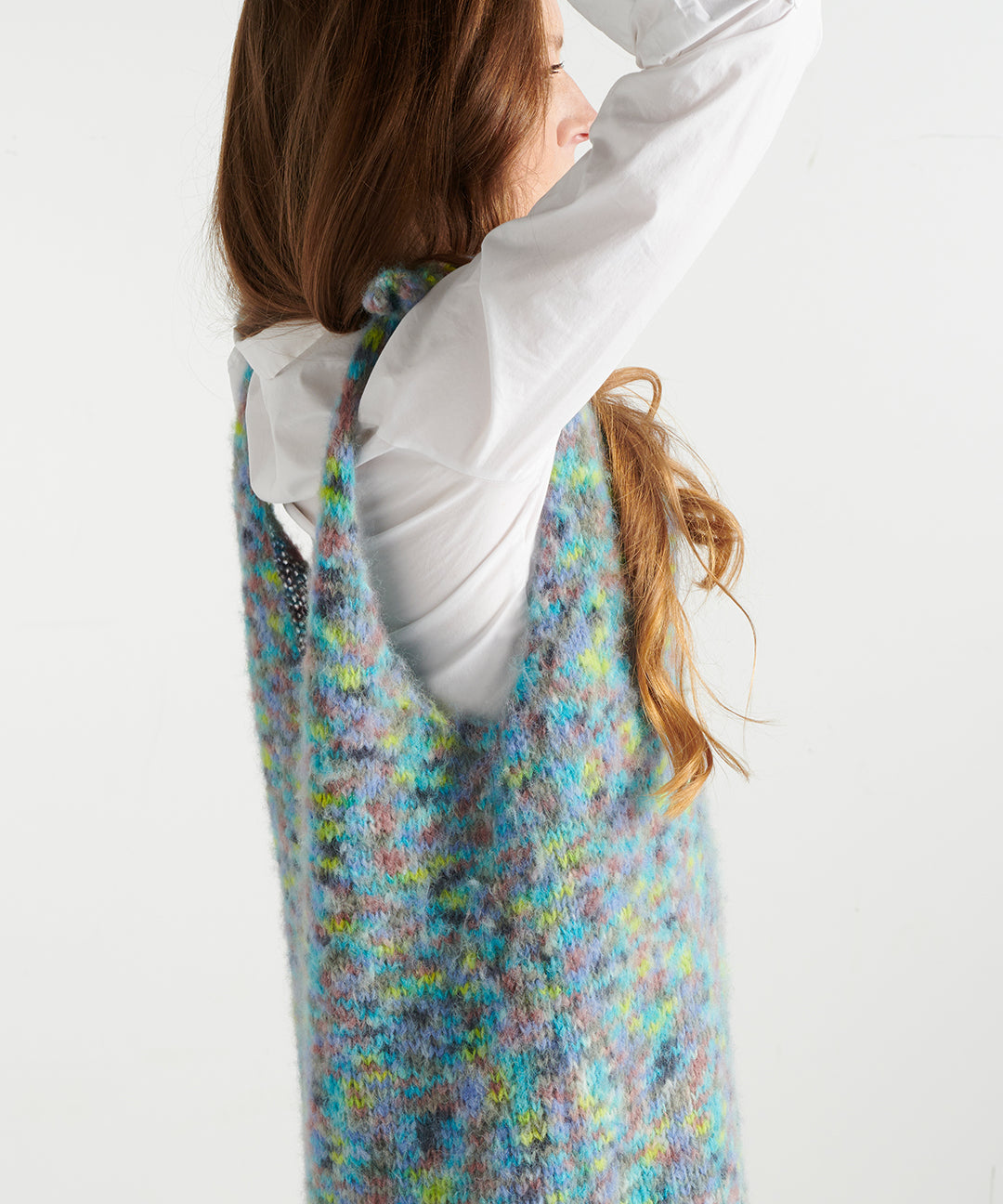 Alpaka Trägerkleid – türkis meliert