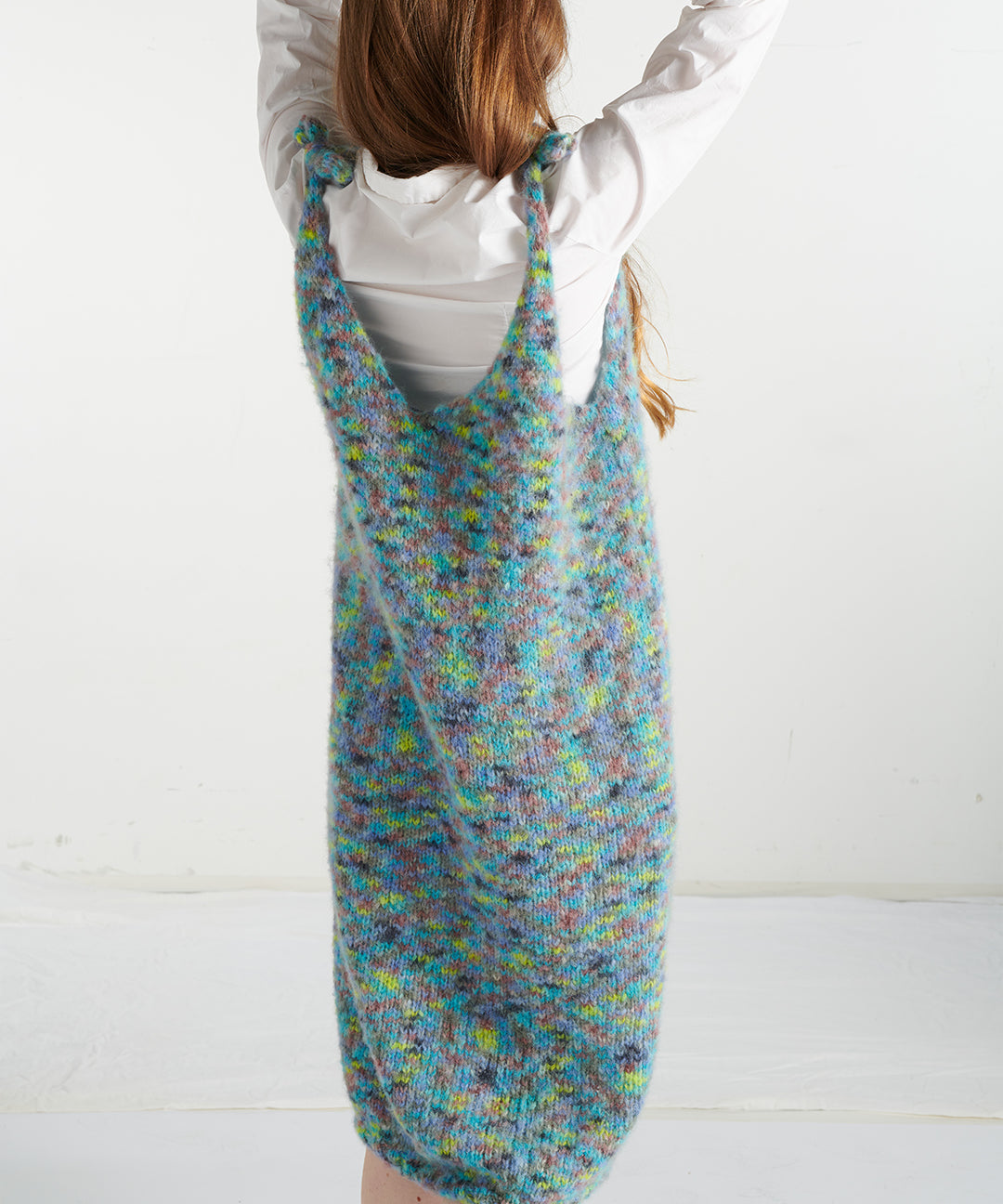Alpaka Trägerkleid – türkis meliert