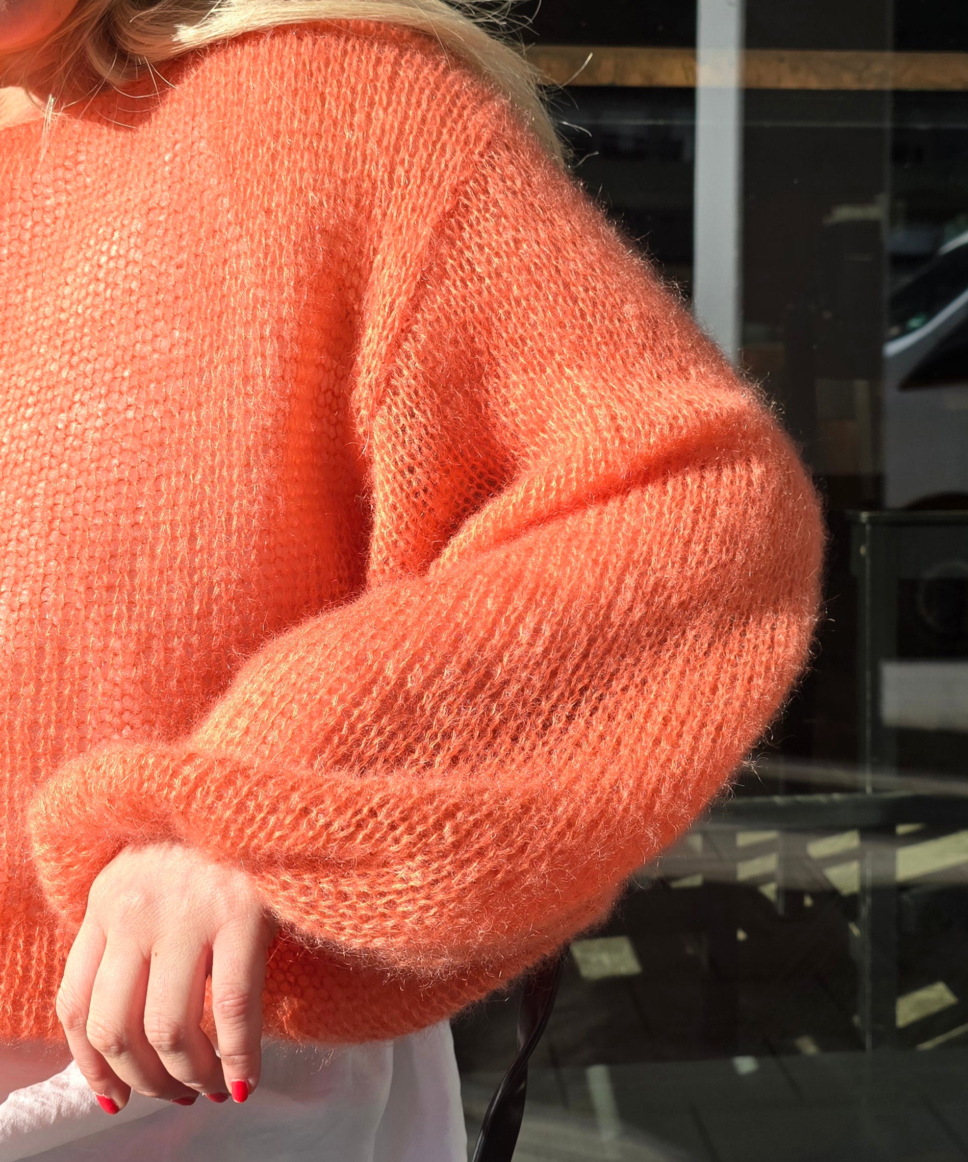 Mohair-Seide Pullover sunset coral
