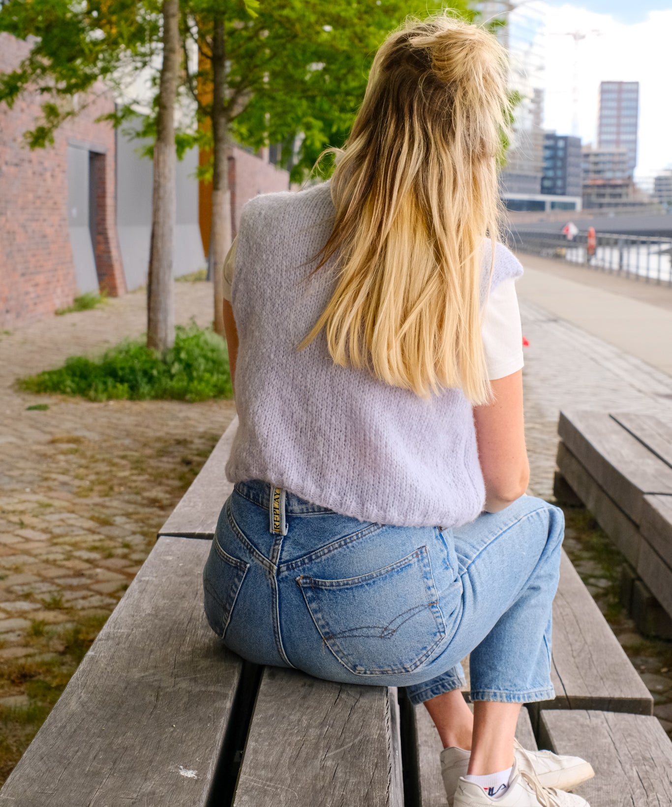 Alpaka Pullunder – hellblau