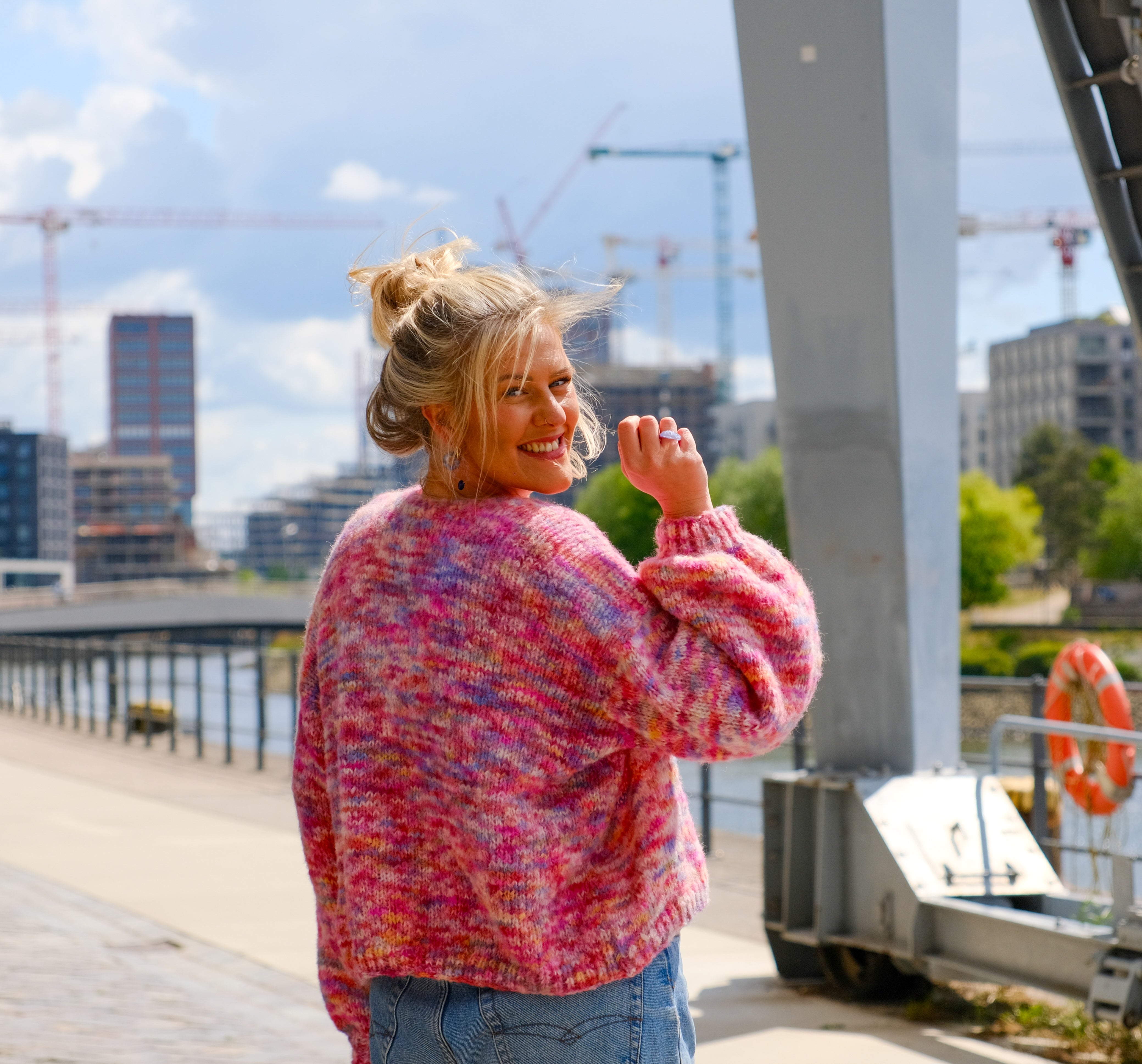 Alpaka Oversize Cardigan – rosa meliert