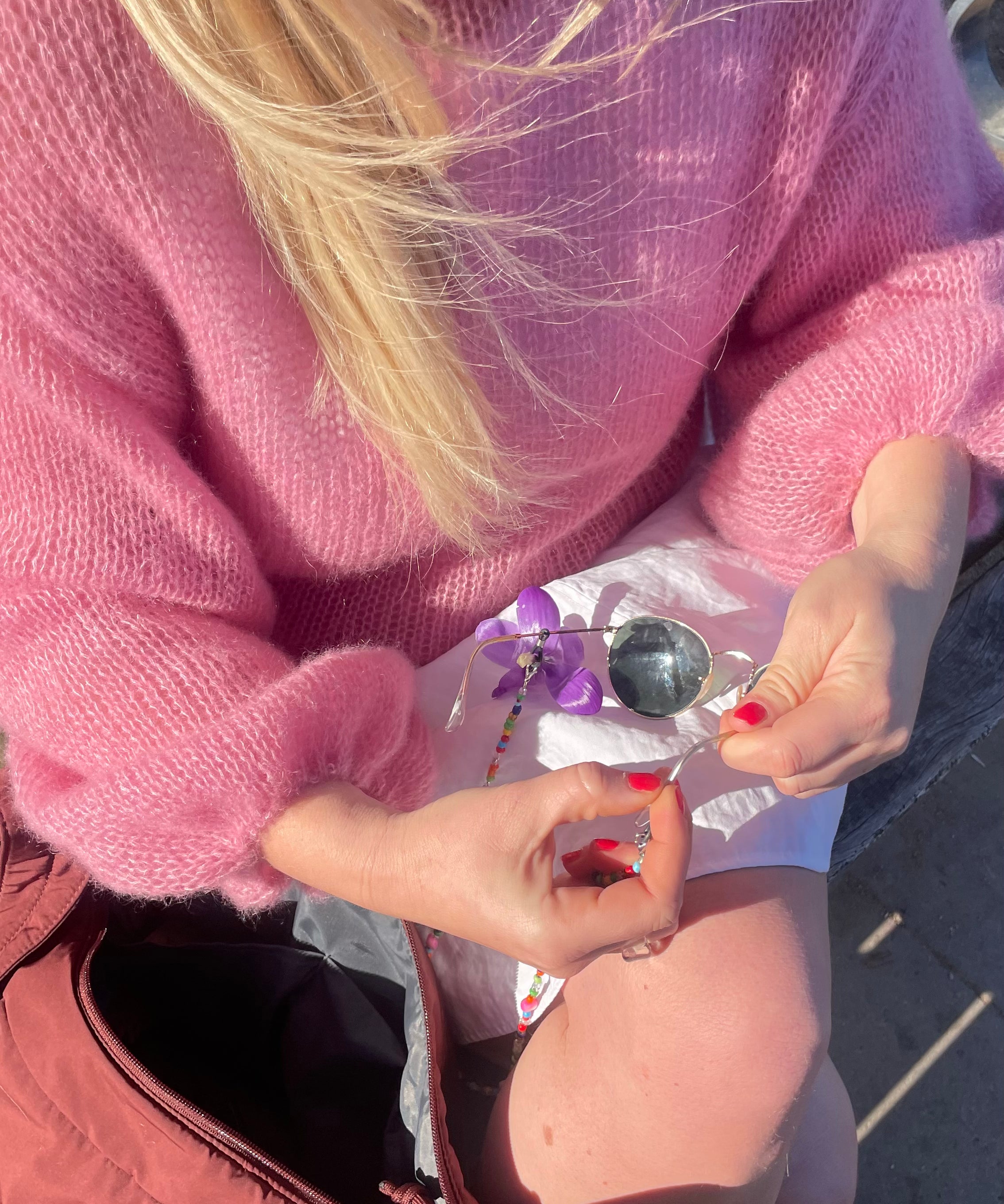 Mohair-Seide Pullover blush