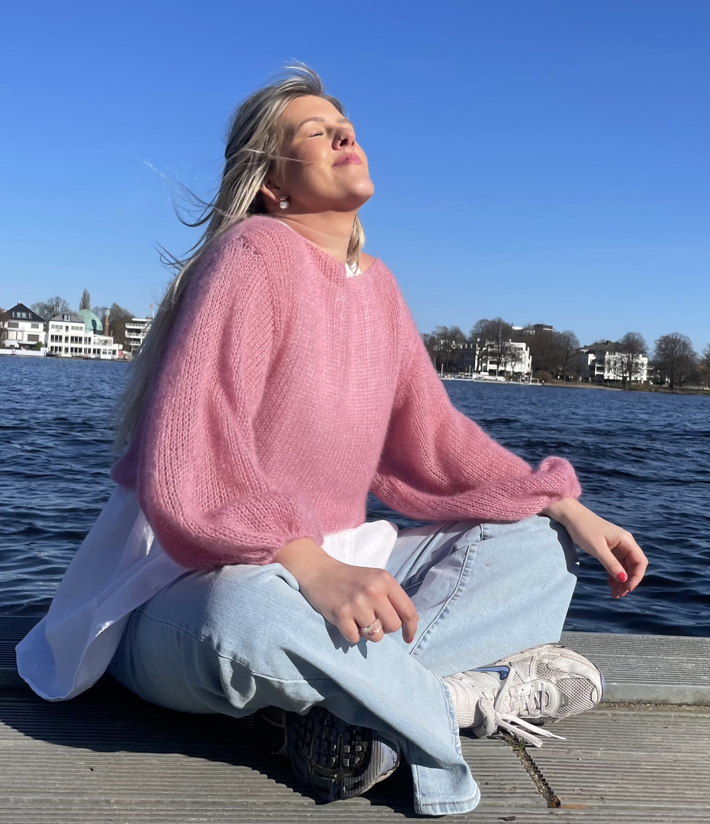 Mohair-Seide Pullover blush