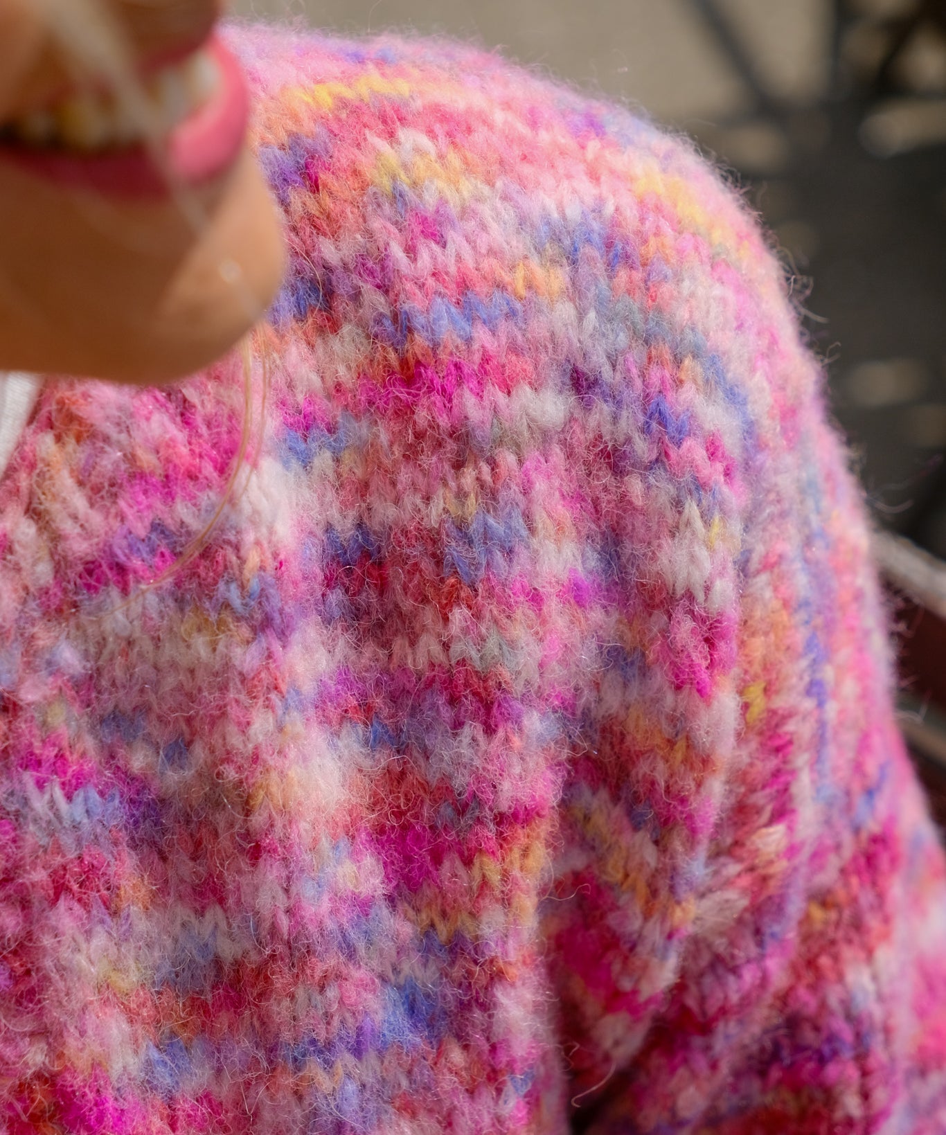 Alpaka Oversize Cardigan – rosa meliert