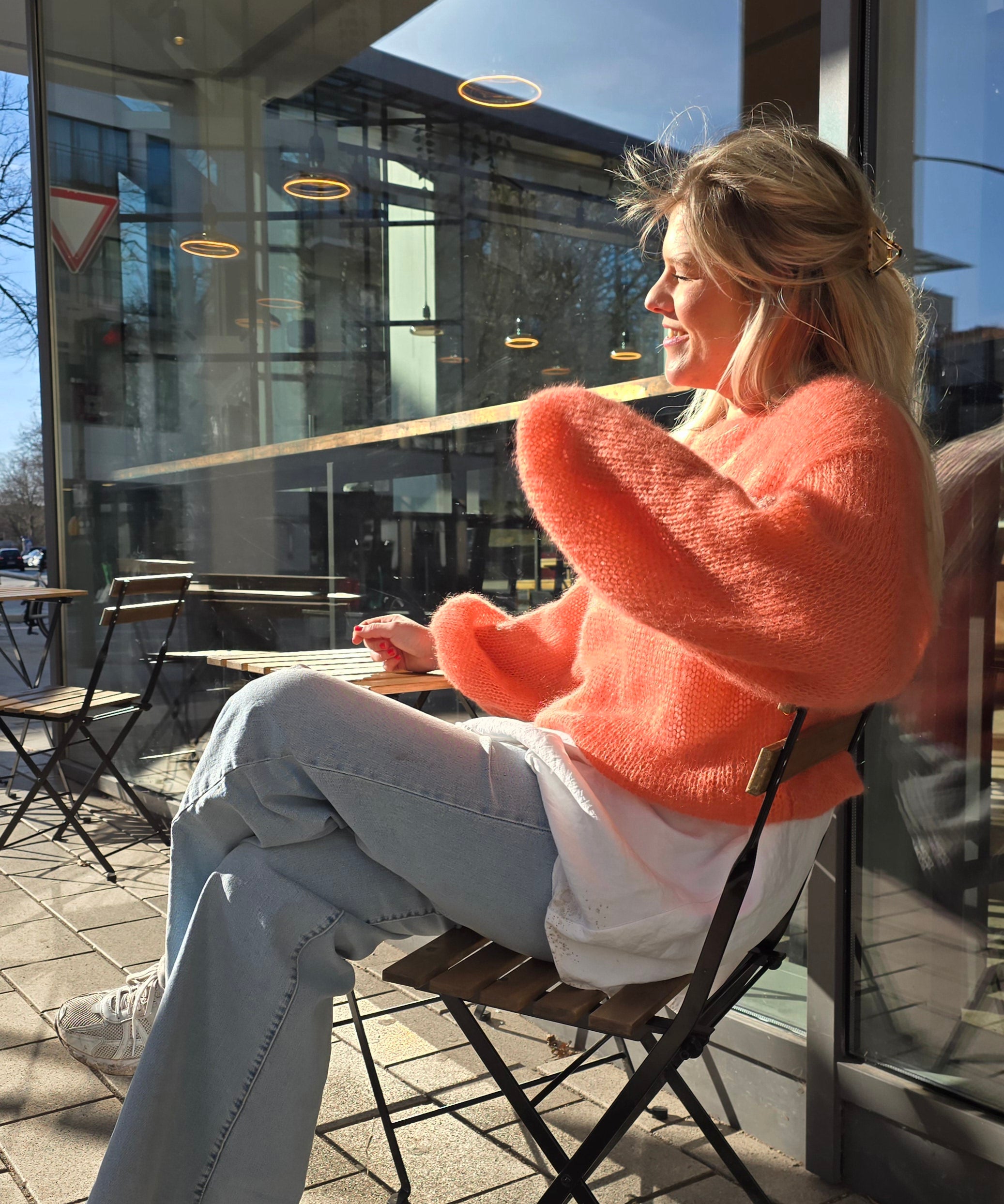 Mohair-Seide Pullover sunset coral